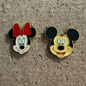 2 Enamel Pins  Mickey Mouse and Minnie Mouse Enamel Pins